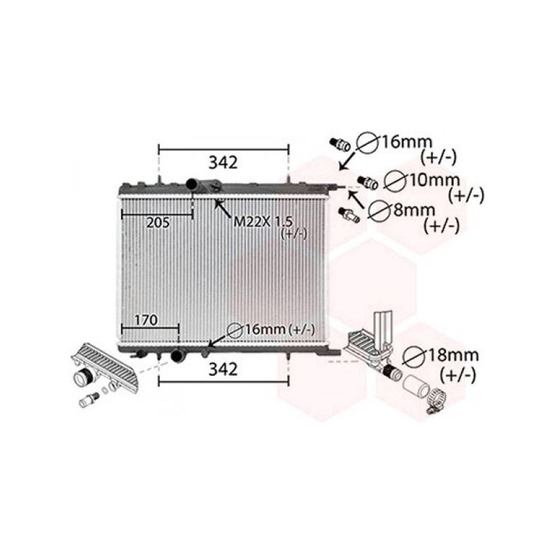 VAUNER 114.8MK376771501V Radiador, refrigeración del motor - 1