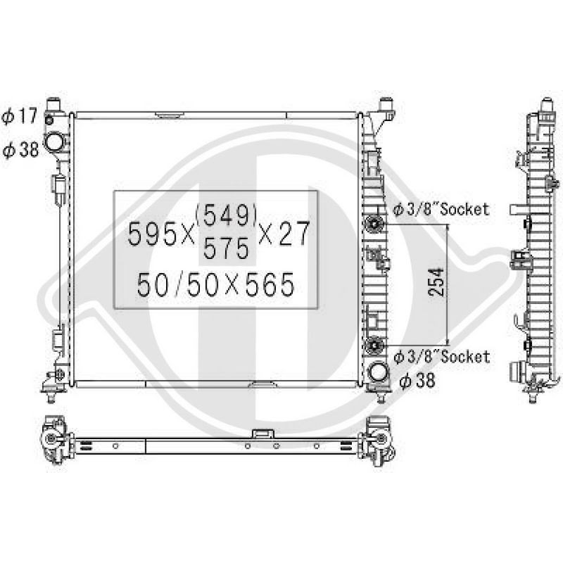 DIEDERICHS DCM3849 Radiador, refrigeración del motor