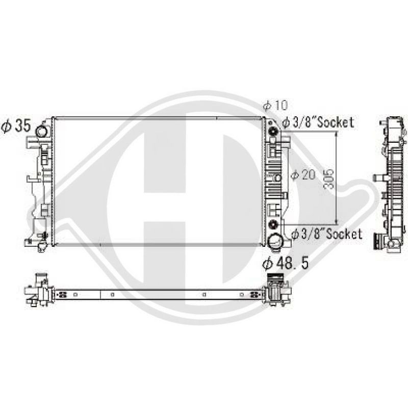 DIEDERICHS DCM3908 Radiador, refrigeración del motor - 1