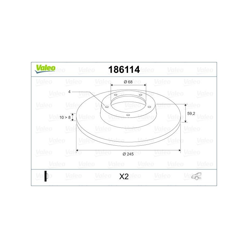 VALEO 186114 Disco de freno
