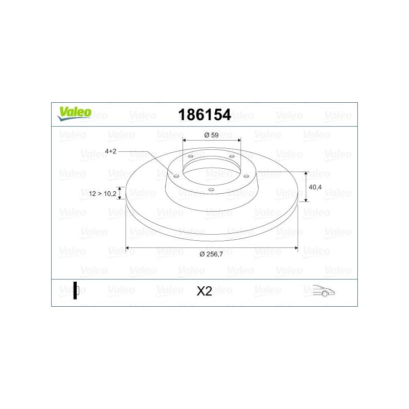 VALEO 186154 Disco de freno