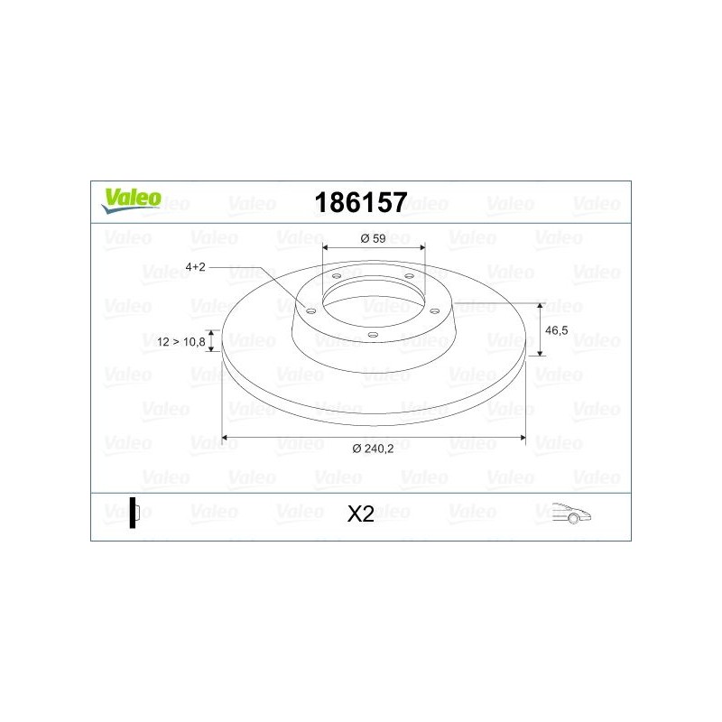 VALEO 186157 Disco de freno