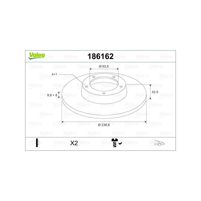 VALEO 186162 Disco de freno