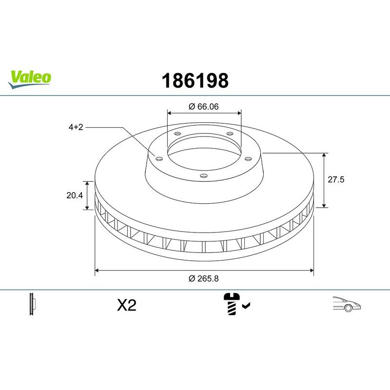 VALEO 186198 Disco de freno