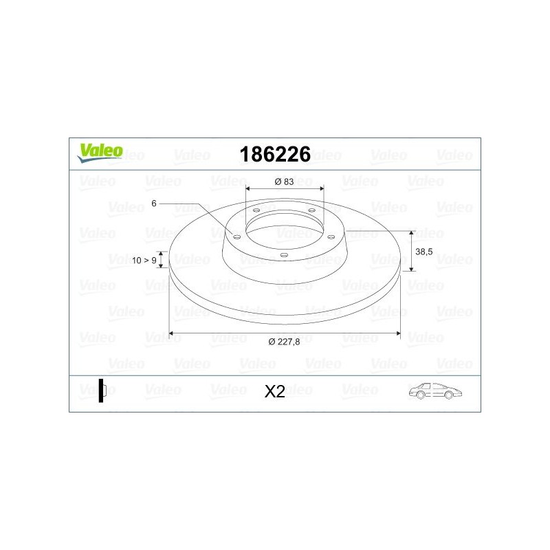 VALEO 186226 Disco de freno