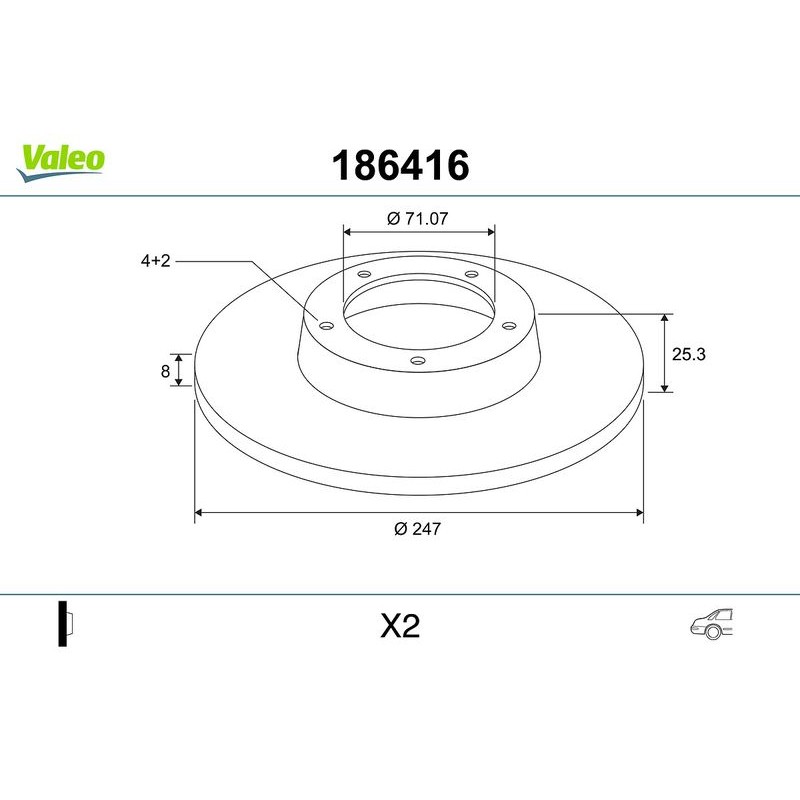 VALEO 186416 Disco de freno