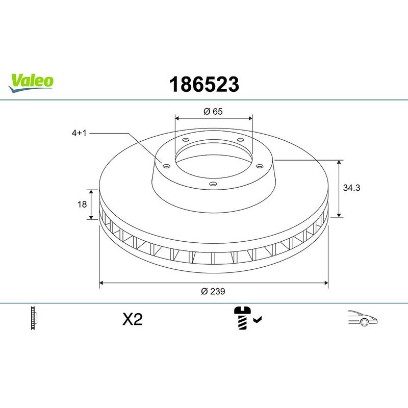 VALEO 186523 Disco de freno