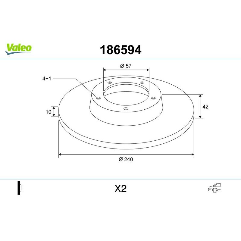 VALEO 186594 Disco de freno