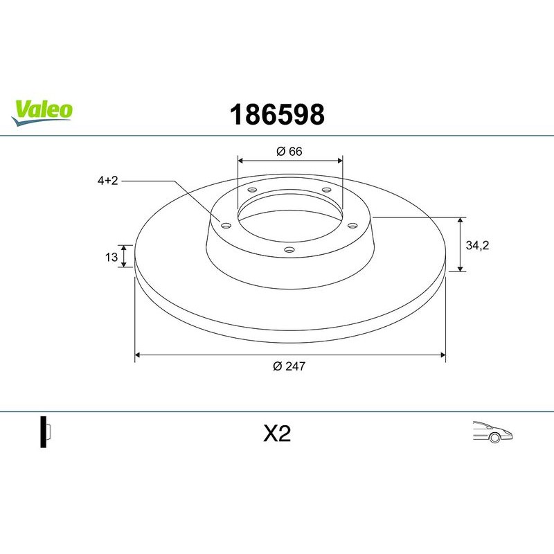 VALEO 186598 Disco de freno