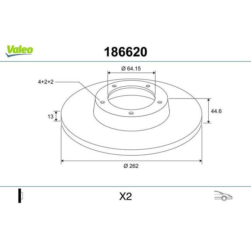 VALEO 186620 Disco de freno