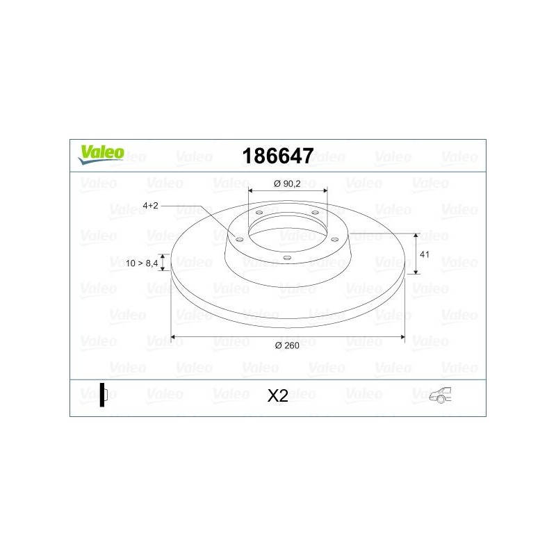 VALEO 186647 Disco de freno Eje trasero