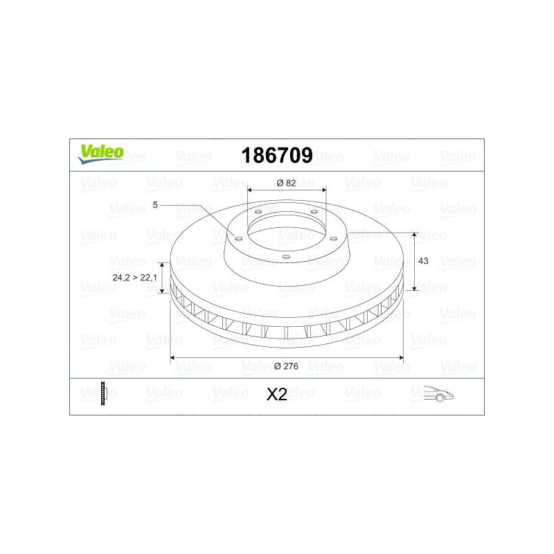 VALEO 186709 Disco de freno