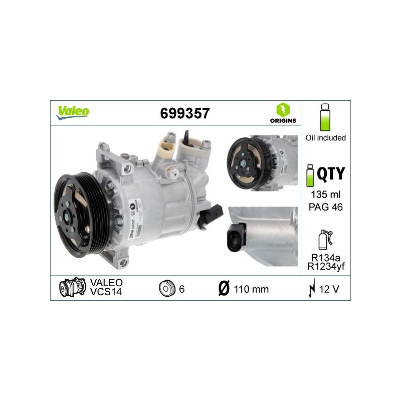 VALEO 699357 Compresor, aire acondicionado