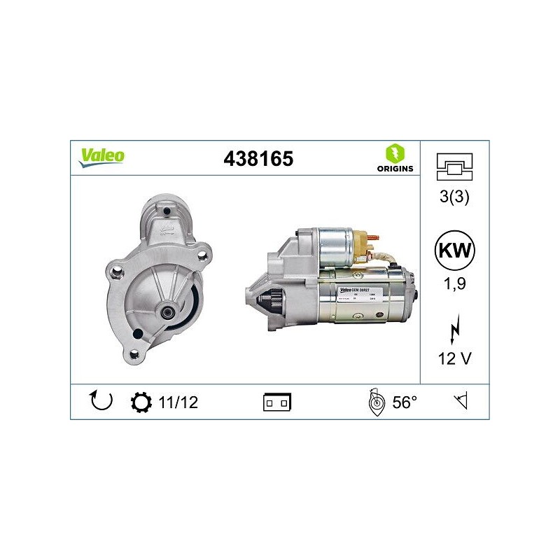 VALEO 438165 Motor de arranque