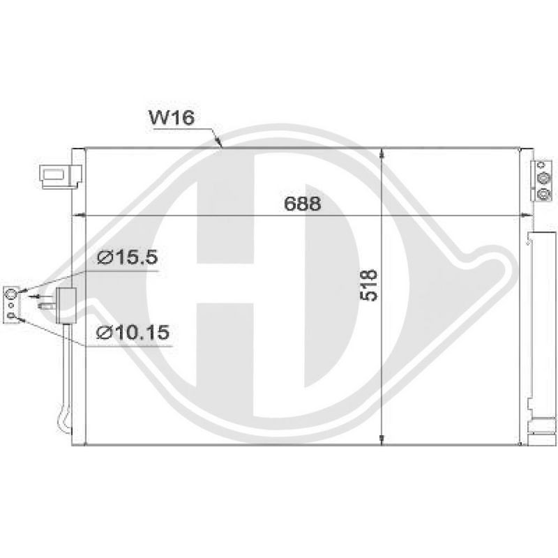 DIEDERICHS DCC1649 Condensador, aire acondicionado - 1
