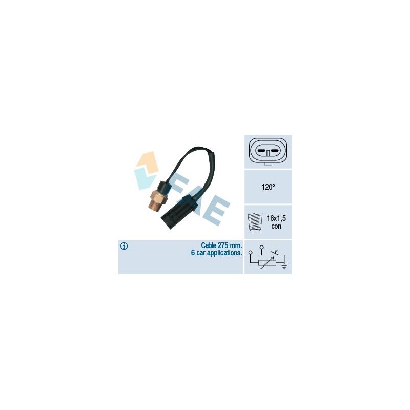FAE 34380 Sensor, temperatura del refrigerante
