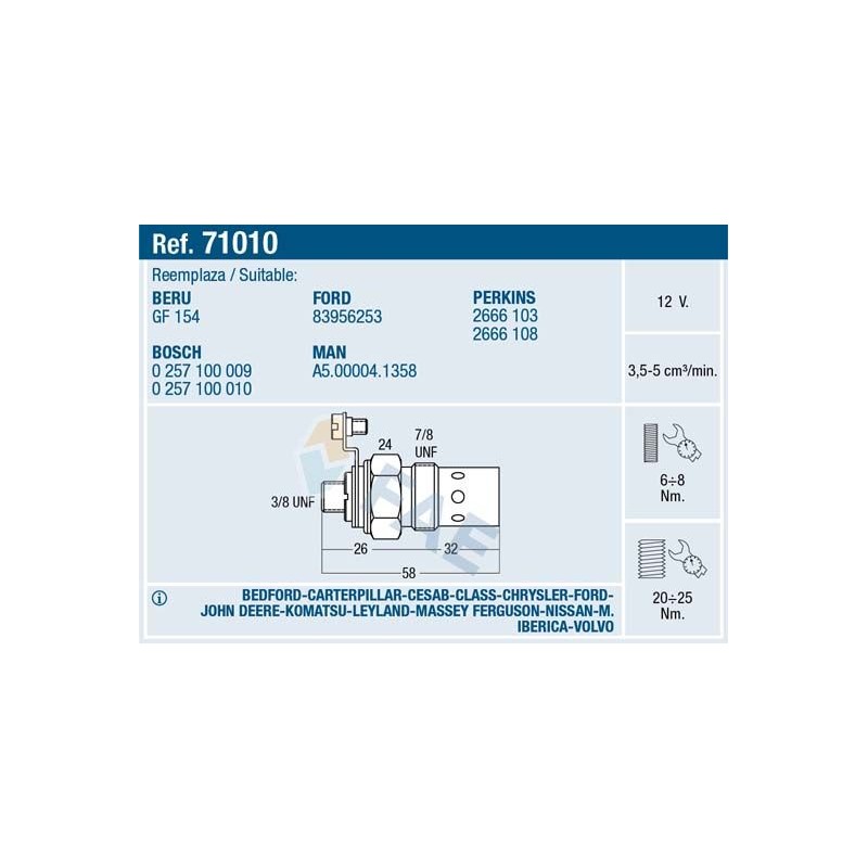 FAE 71010 Bujía de precalentamiento
