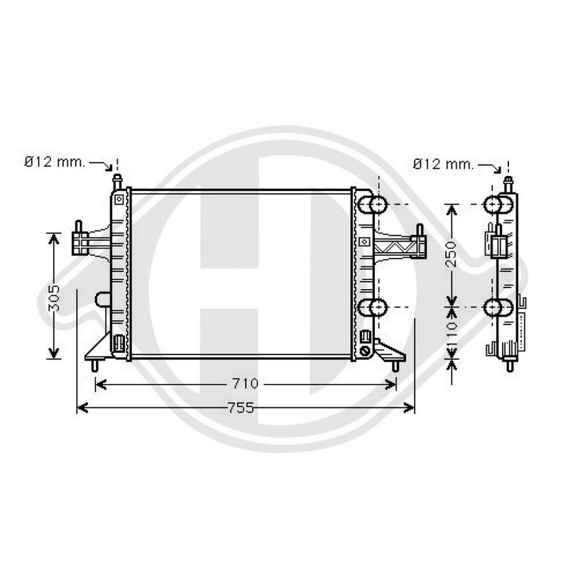 DIEDERICHS DCM2640 Radiador, refrigeración del motor - 1