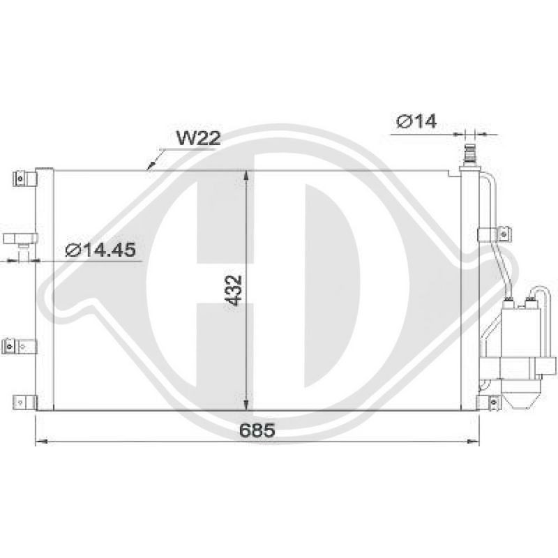 DIEDERICHS DCC1874 Condensador, aire acondicionado