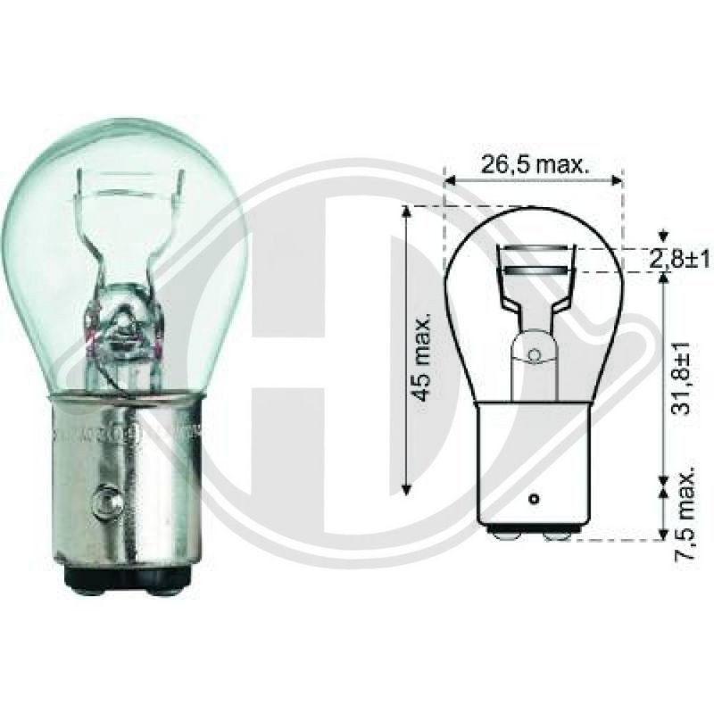 DIEDERICHS LID10051 Lámpara incandescente, luz trasera/de freno