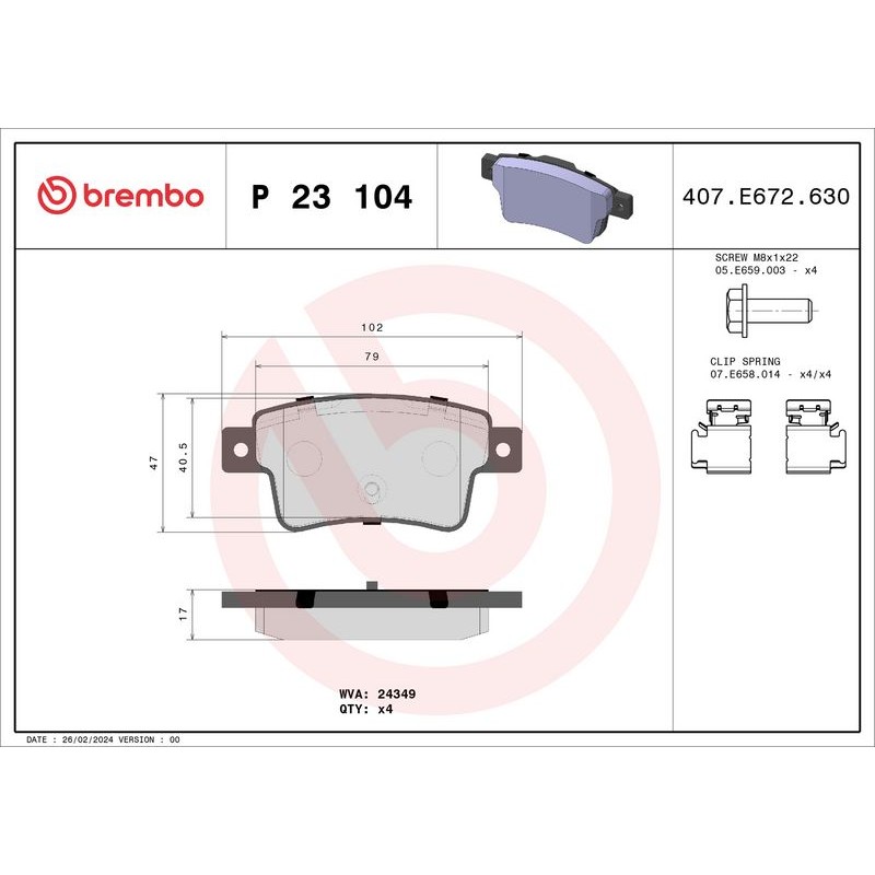 BREMBO P 23 104 Juego de pastillas de freno